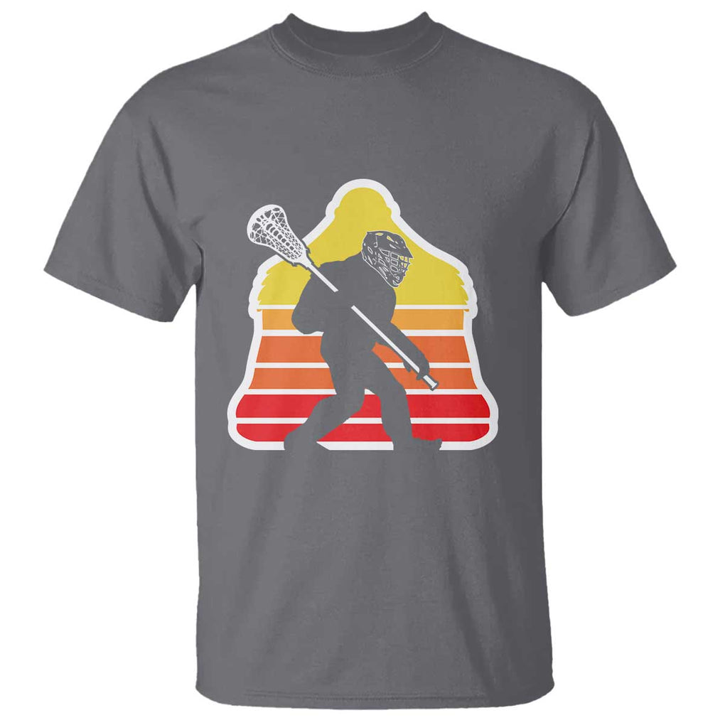 Funny Retro Bigfoot Lacrosse Player T Shirt TS09 Charcoal Print Your Wear