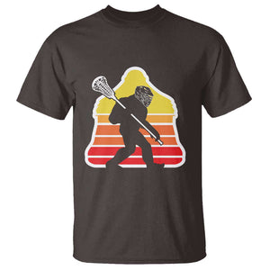 Funny Retro Bigfoot Lacrosse Player T Shirt TS09 Dark Chocolate Print Your Wear