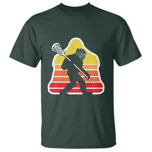 Funny Retro Bigfoot Lacrosse Player T Shirt TS09 Dark Forest Green Print Your Wear