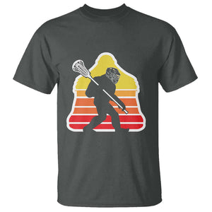 Funny Retro Bigfoot Lacrosse Player T Shirt TS09 Dark Heather Print Your Wear