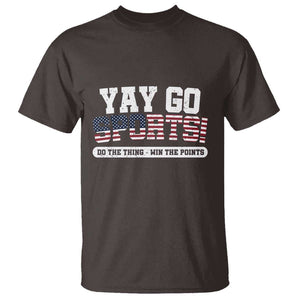 Funny U.S. Sport Support T Shirt Yay Go Sports Do The Thing Win The Points TS09 Dark Chocolate Print Your Wear