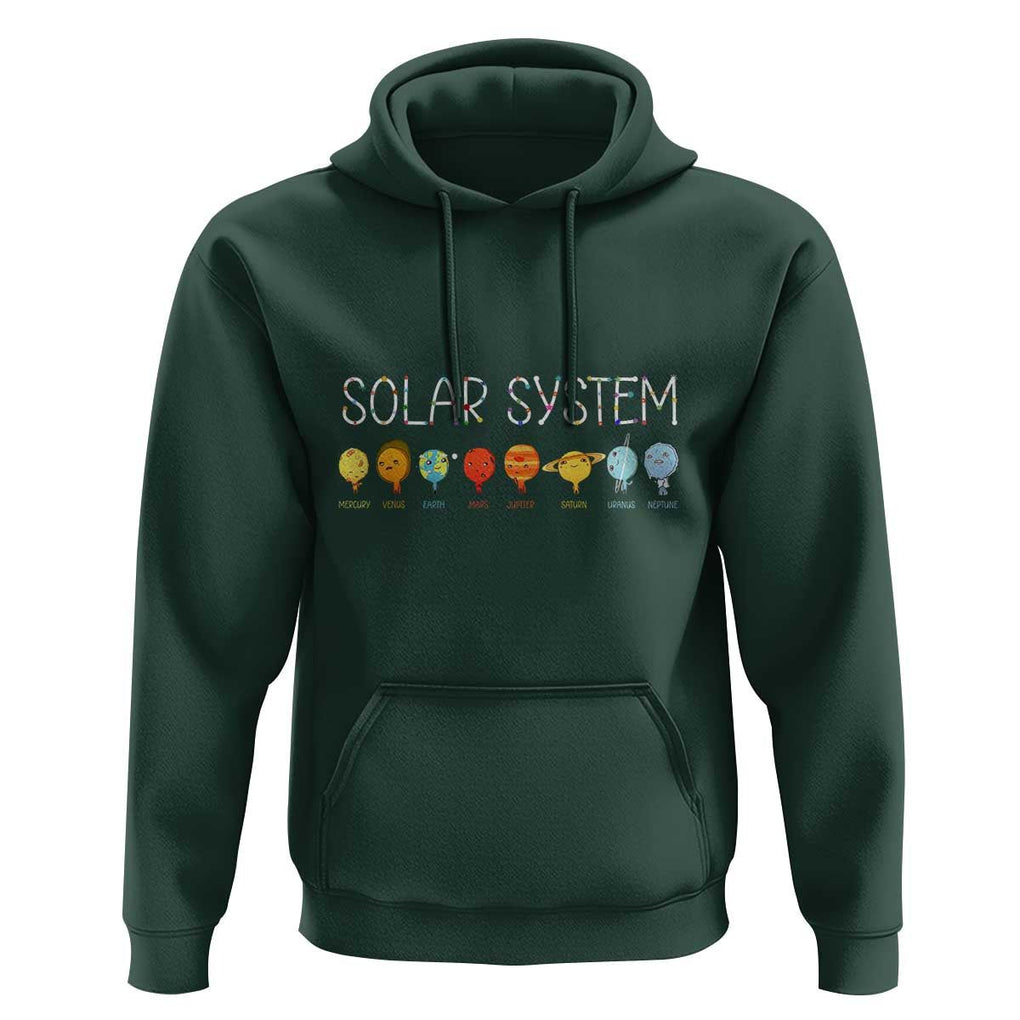 Funny Solar System Planets Science Outer Space Hoodie TS09 Dark Forest Green Print Your Wear