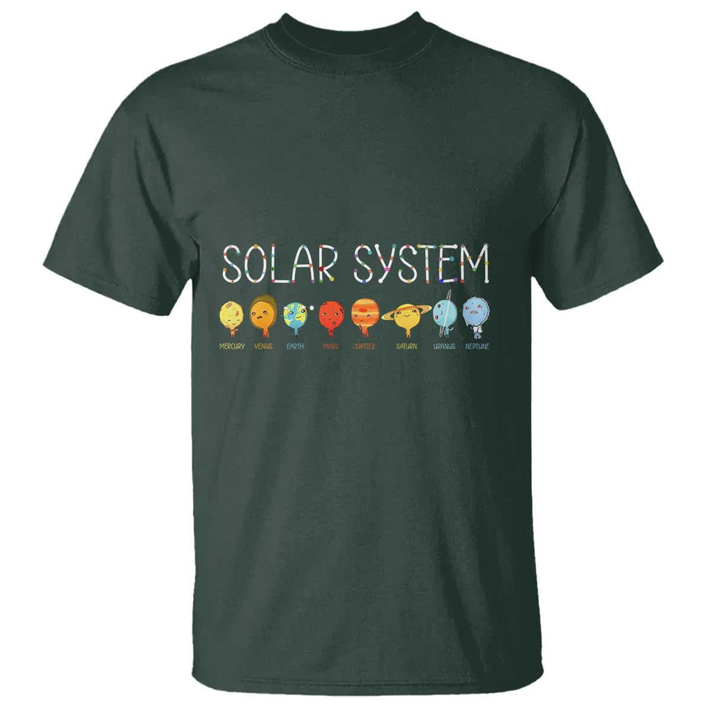 Funny Solar System Planets Science Outer Space T Shirt TS09 Dark Forest Green Print Your Wear