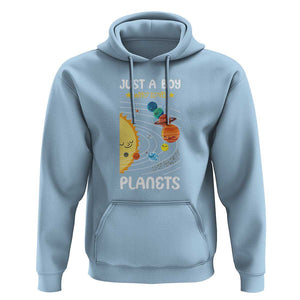 Solar System Astrology Outer Space Hoodie Just A Boy Who Loves Planets TS09 Light Blue Print Your Wear