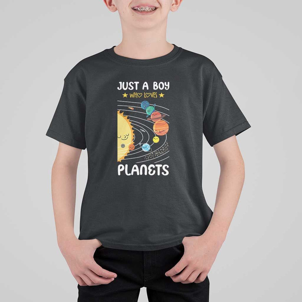 Solar System Astrology Outer Space T Shirt For Kid Just A Boy Who Loves Planets TS09 Black Print Your Wear