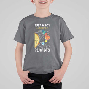 Solar System Astrology Outer Space T Shirt For Kid Just A Boy Who Loves Planets TS09 Charcoal Print Your Wear