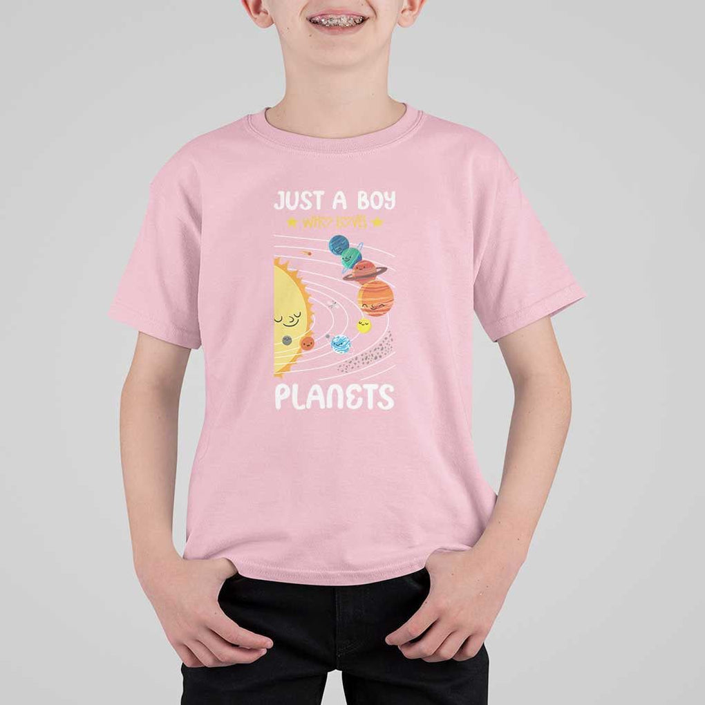 Solar System Astrology Outer Space T Shirt For Kid Just A Boy Who Loves Planets TS09 Light Pink Print Your Wear