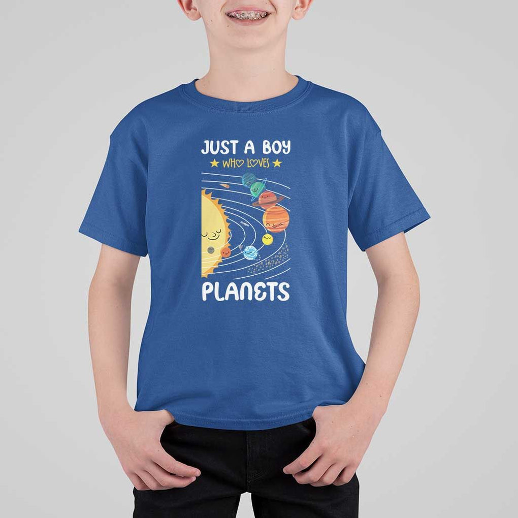 Solar System Astrology Outer Space T Shirt For Kid Just A Boy Who Loves Planets TS09 Royal Blue Print Your Wear