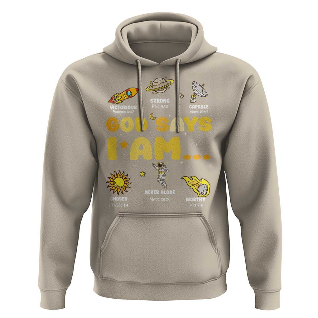 Outer Space Astrology Astronaut Planet God Says I Am Hoodie TS09 Sand Print Your Wear