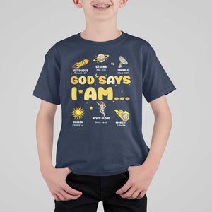 Outer Space Astrology Astronaut Planet God Says I Am T Shirt For Kid TS09 Navy Print Your Wear