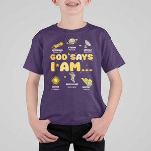 Outer Space Astrology Astronaut Planet God Says I Am T Shirt For Kid TS09 Purple Print Your Wear