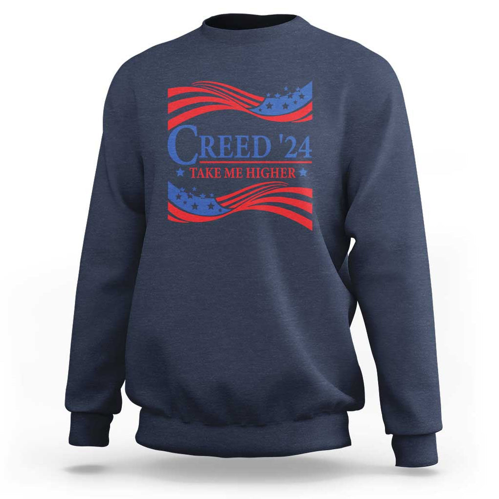 Funny US Election Sweatshirt Creed '24 Take Me Higher TS09 Navy Print Your Wear