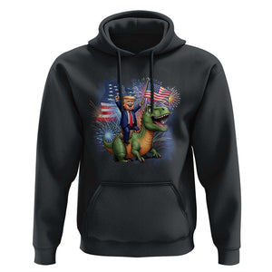 Funny Trump Riding Dinosaur Freedom Firework Hoodie TS09 Black Print Your Wear