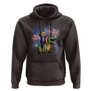 Funny Trump Riding Dinosaur Freedom Firework Hoodie TS09 Dark Chocolate Print Your Wear