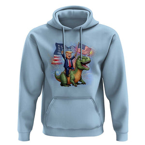 Funny Trump Riding Dinosaur Freedom Firework Hoodie TS09 Light Blue Print Your Wear