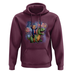Funny Trump Riding Dinosaur Freedom Firework Hoodie TS09 Maroon Print Your Wear
