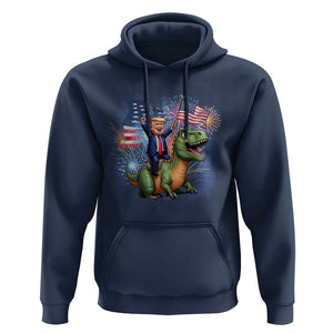 Funny Trump Riding Dinosaur Freedom Firework Hoodie TS09 Navy Print Your Wear