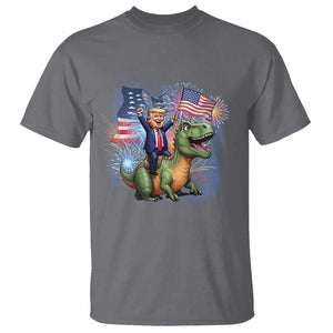Funny Trump Riding Dinosaur Freedom Firework T Shirt TS09 Charcoal Print Your Wear