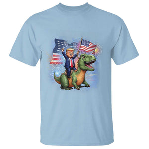 Funny Trump Riding Dinosaur Freedom Firework T Shirt TS09 Light Blue Print Your Wear