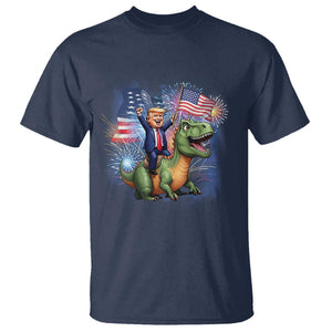 Funny Trump Riding Dinosaur Freedom Firework T Shirt TS09 Navy Print Your Wear