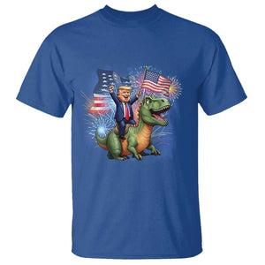 Funny Trump Riding Dinosaur Freedom Firework T Shirt TS09 Royal Blue Print Your Wear