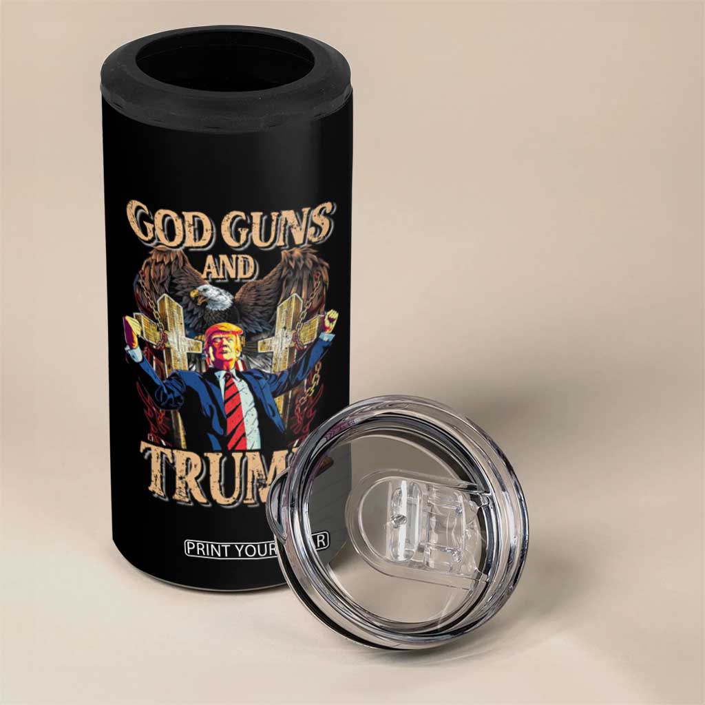 Trump Supporter 4 in 1 Can Cooler Tumbler God Guns And Trump America Eagle TS09 Print Your Wear