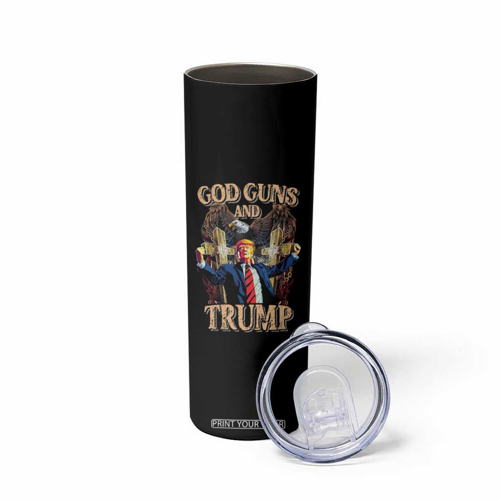 Trump Supporter Skinny Tumbler God Guns And Trump America Eagle TS09 Print Your Wear