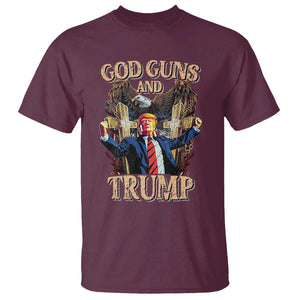 Trump Supporter T Shirt God Guns And Trump America Eagle TS09 Maroon Print Your Wear