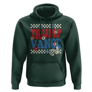 Trump Vance 2024 Hoodie Take America Back President Election Retro Groovy TS09 Dark Forest Green Print Your Wear