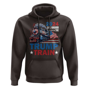 Trump Supporter Hoodie All Aboard The Trump Train 2024 TS09 Dark Chocolate Print Your Wear