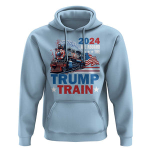 Trump Supporter Hoodie All Aboard The Trump Train 2024 TS09 Light Blue Print Your Wear