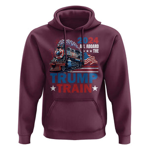 Trump Supporter Hoodie All Aboard The Trump Train 2024 TS09 Maroon Print Your Wear