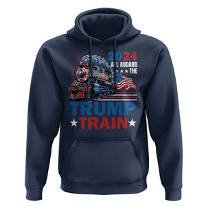 Trump Supporter Hoodie All Aboard The Trump Train 2024 TS09 Navy Print Your Wear