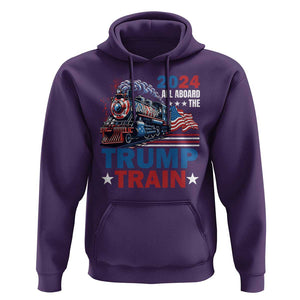 Trump Supporter Hoodie All Aboard The Trump Train 2024 TS09 Purple Print Your Wear