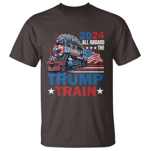 Trump Supporter T Shirt All Aboard The Trump Train 2024 TS09 Dark Chocolate Print Your Wear