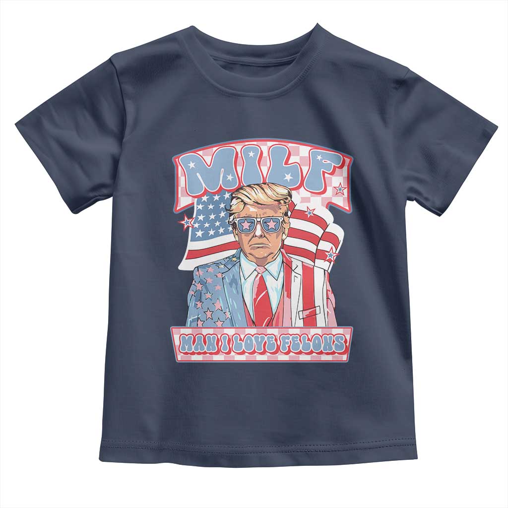 Funny Trump Supporter Baby Shirt MILF Man I Love Felons Pink Trump TS09 Navy Print Your Wear