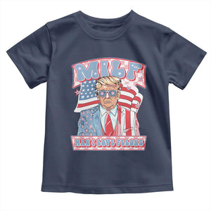 Funny Trump Supporter Baby Shirt MILF Man I Love Felons Pink Trump TS09 Navy Print Your Wear