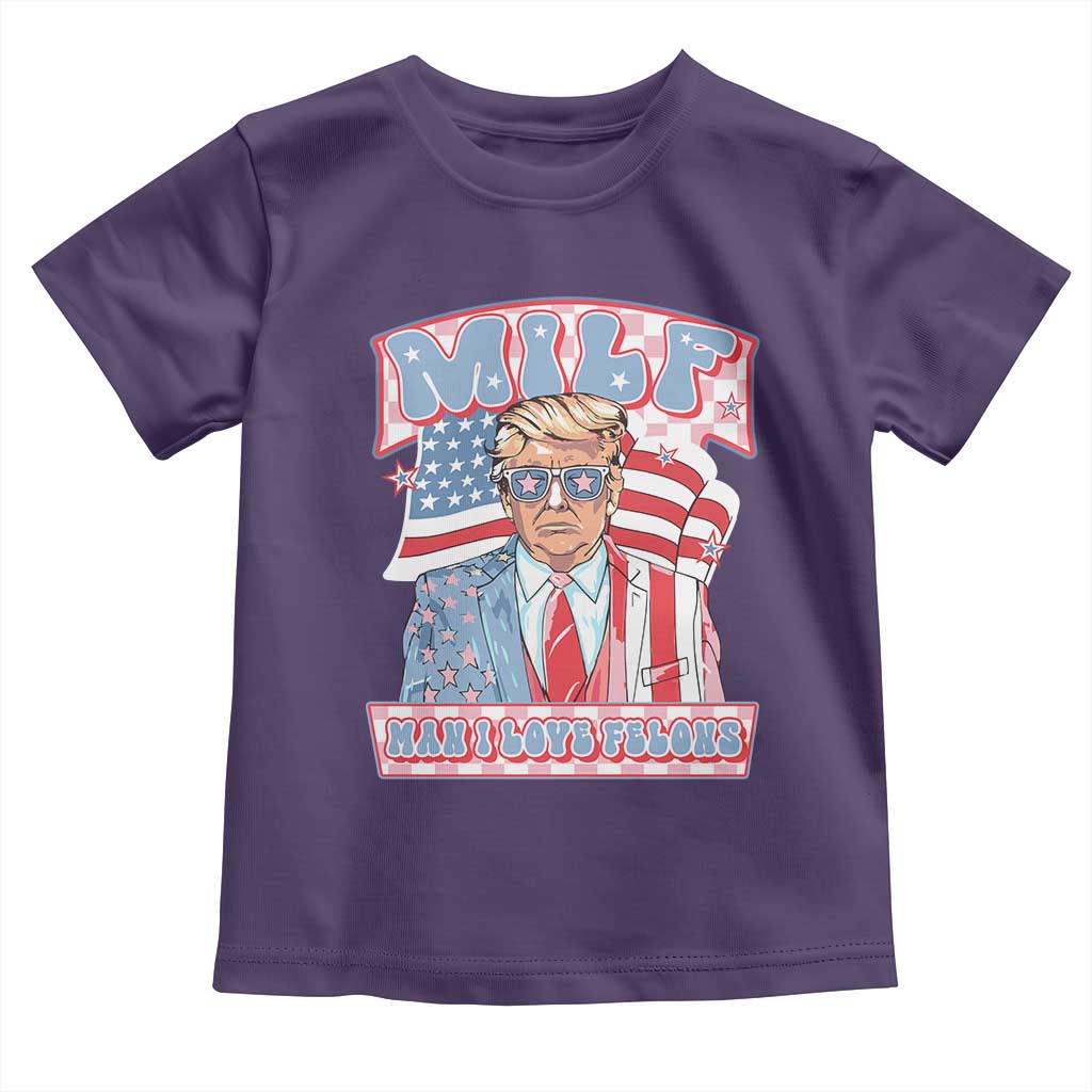 Funny Trump Supporter Baby Shirt MILF Man I Love Felons Pink Trump TS09 Purple Print Your Wear