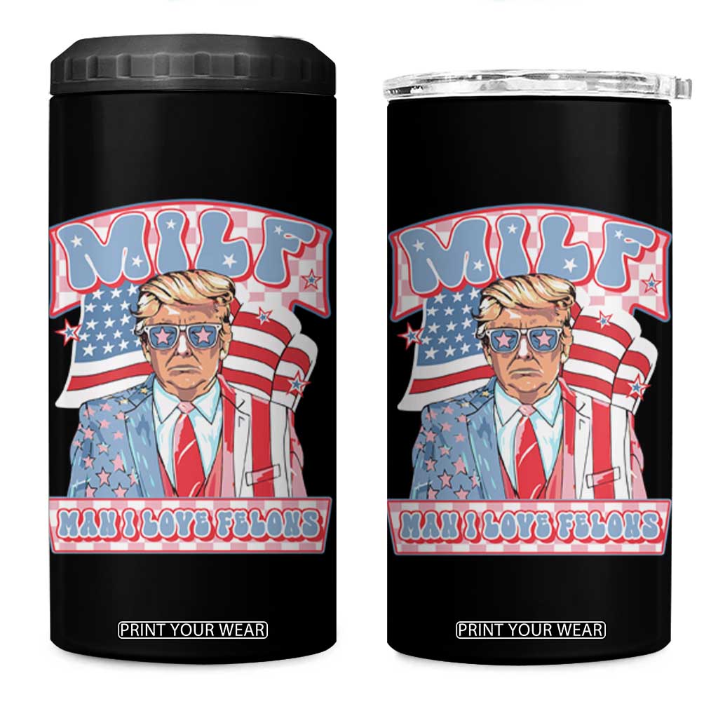 Funny Trump Supporter 4 in 1 Can Cooler Tumbler MILF Man I Love Felons Pink Trump TS09 One Size: 16 oz Black Print Your Wear