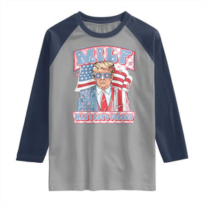 Funny Trump Supporter Raglan Shirt MILF Man I Love Felons Pink Trump TS09 Sport Gray Navy Print Your Wear