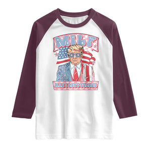 Funny Trump Supporter Raglan Shirt MILF Man I Love Felons Pink Trump TS09 White Maroon Print Your Wear