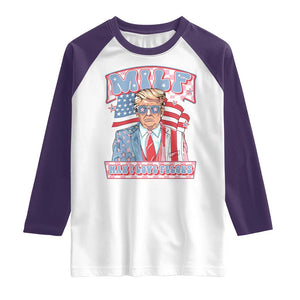 Funny Trump Supporter Raglan Shirt MILF Man I Love Felons Pink Trump TS09 White Purple Print Your Wear