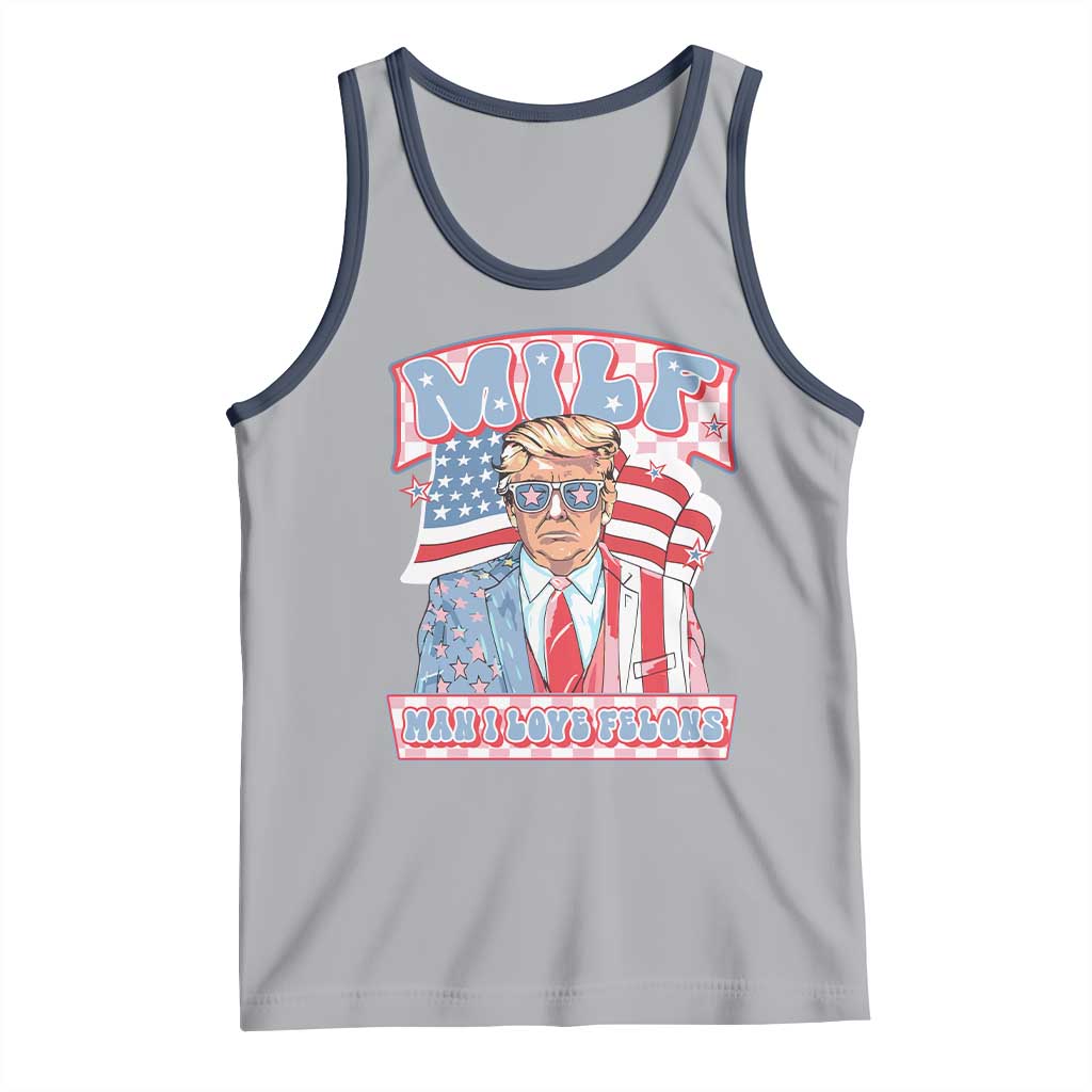 Funny Trump Supporter Tank Top MILF Man I Love Felons Pink Trump TS09 Athletic Heather Navy Print Your Wear