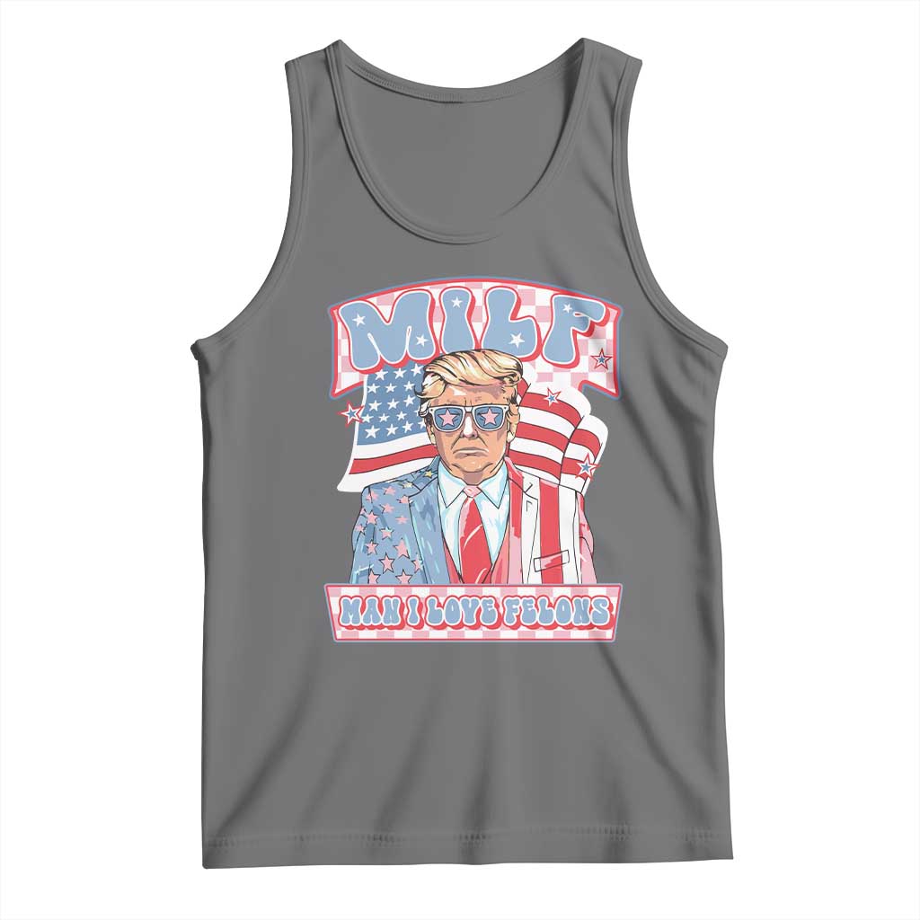 Funny Trump Supporter Tank Top MILF Man I Love Felons Pink Trump TS09 Black Heather Print Your Wear