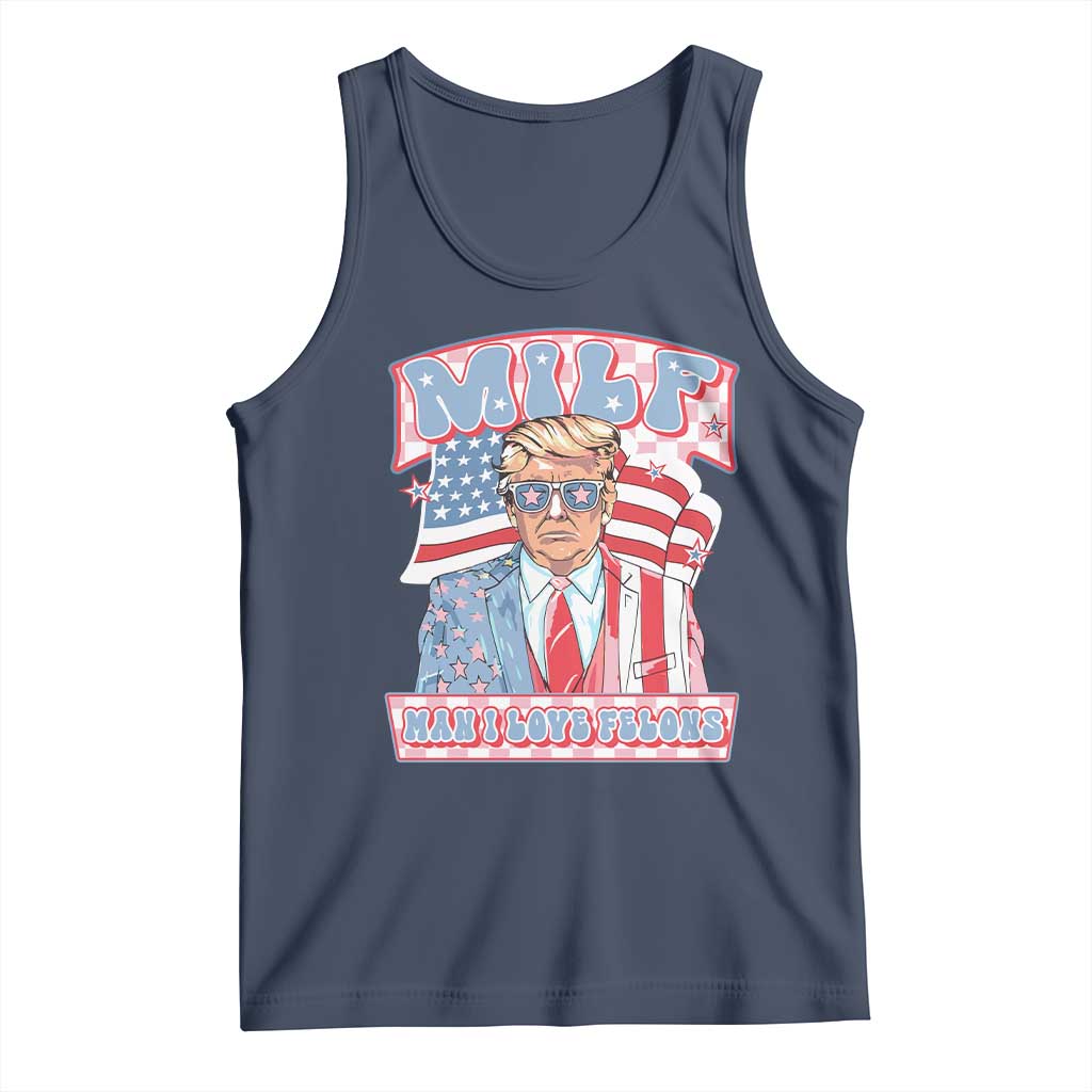 Funny Trump Supporter Tank Top MILF Man I Love Felons Pink Trump TS09 Navy Print Your Wear