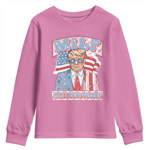 Funny Trump Supporter Youth Sweatshirt MILF Man I Love Felons Pink Trump TS09 Azalea Print Your Wear