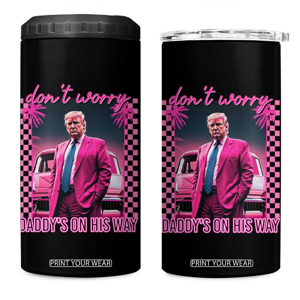 Funny Pink Trump 4 in 1 Can Cooler Tumbler Daddy's On His Way TS09 One Size: 16 oz Black Print Your Wear