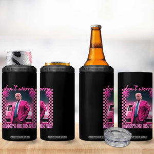 Funny Pink Trump 4 in 1 Can Cooler Tumbler Daddy's On His Way TS09 Print Your Wear