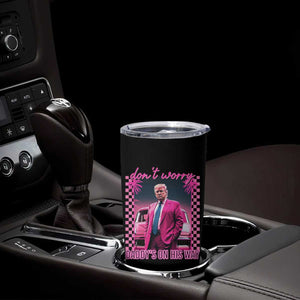Funny Pink Trump Tumbler Cup Daddy's On His Way TS09 Print Your Wear