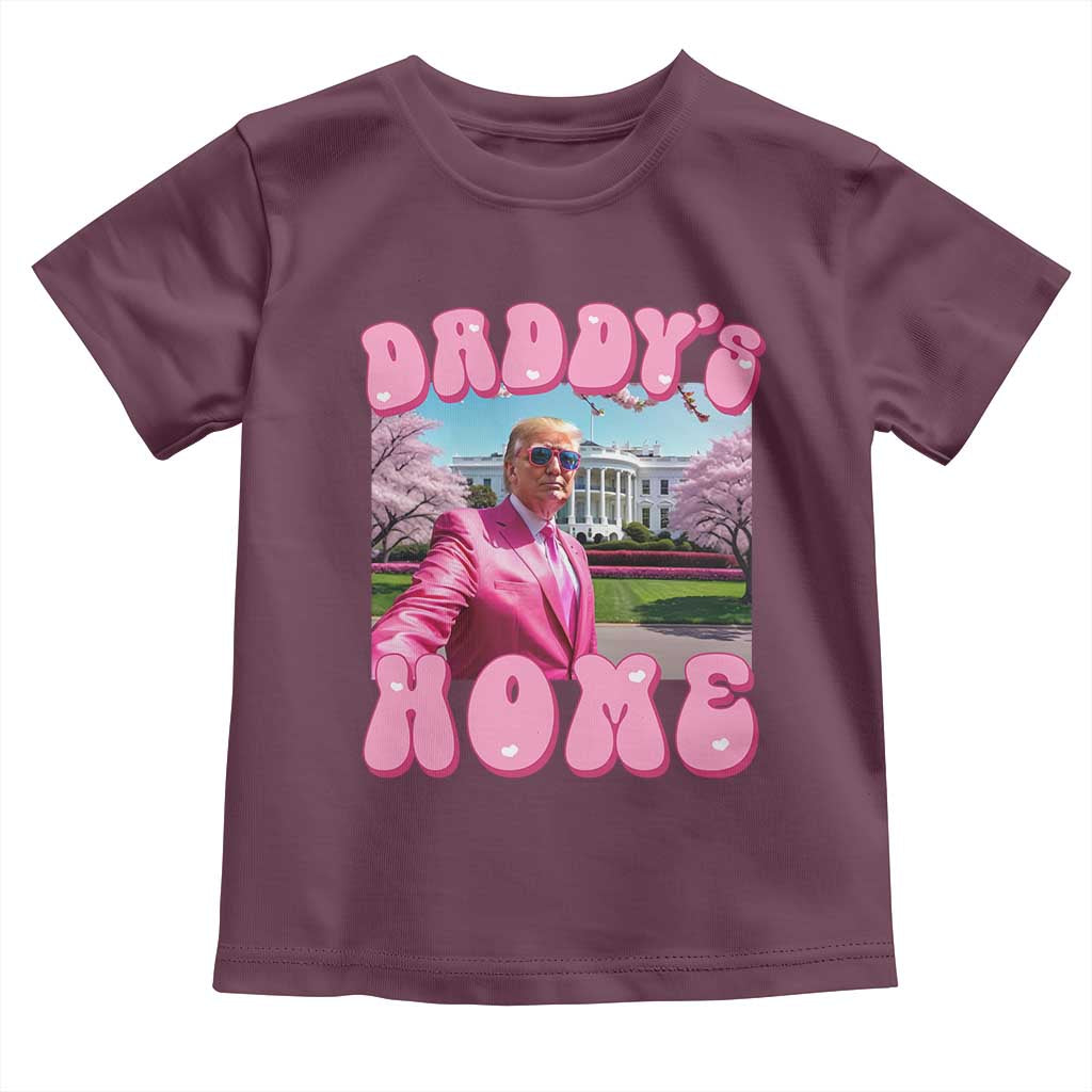 Funny Trump Supporter Baby Shirt Daddy's Coming Home 2024 Pink Trump TS09 Maroon Print Your Wear